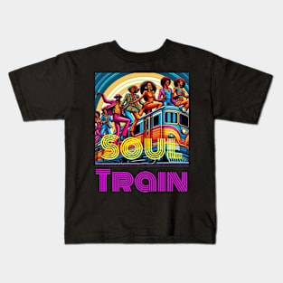 Soul Train  retro-style  energetic dancers 70s t0 90s Kids T-Shirt